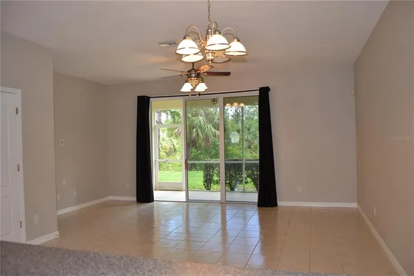 a view of a chandelier in a room