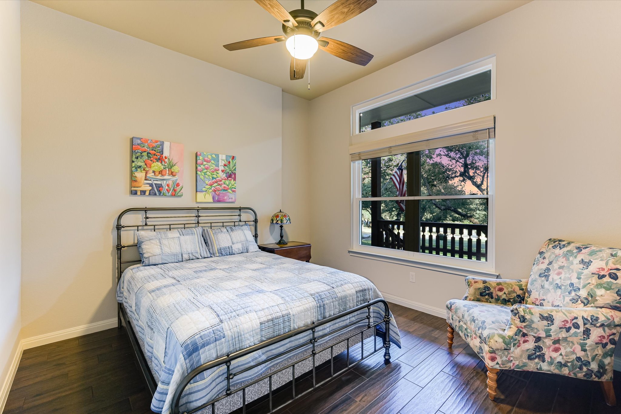 786 Ranchers Club Lane Driftwood, TX 78619 - Photo 22 of 33 Bedroom with dark wood-type flooring and ceiling fan