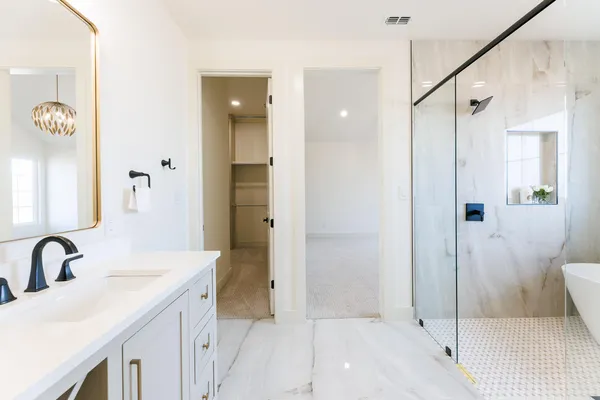 a view of swimming pool with an ocean view