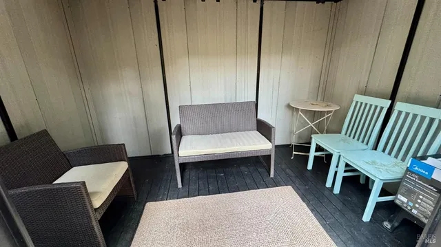 a living room with a couch and a table