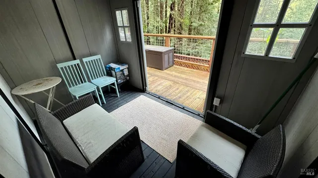 a view of an outdoor space with seating area