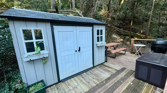 a view of outdoor space with seating