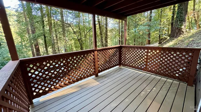 a view of wooden deck