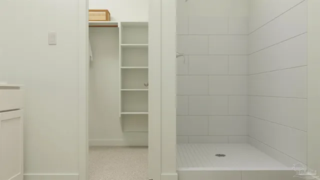 a bathroom with a bath tub