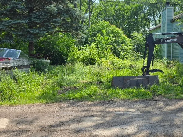 a view of a garden with a bench