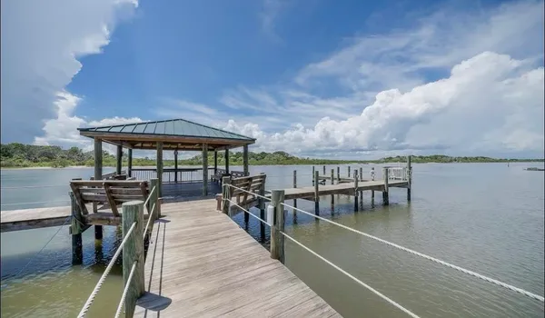 an outdoor view with a sitting space