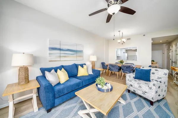 a living room with furniture