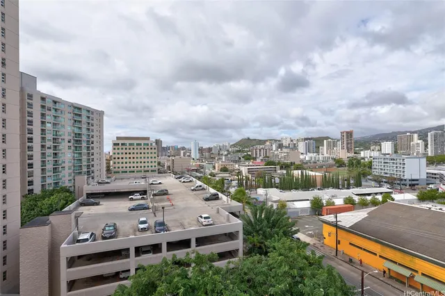 a view of a city from a balcony