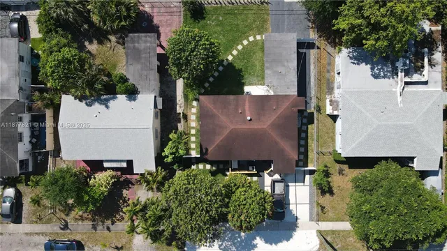 an aerial view of a house