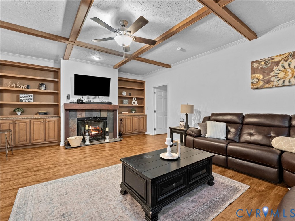 10885 Zilles Road Wilsons, VA 23894 - Photo 9 of 44 a living room with furniture a flat screen tv and a fireplace