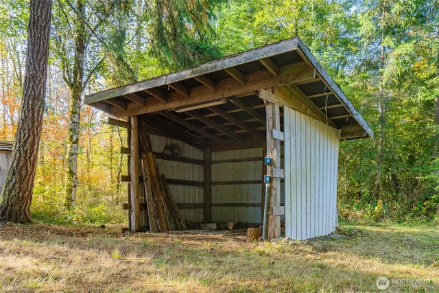 a view of a wooden door