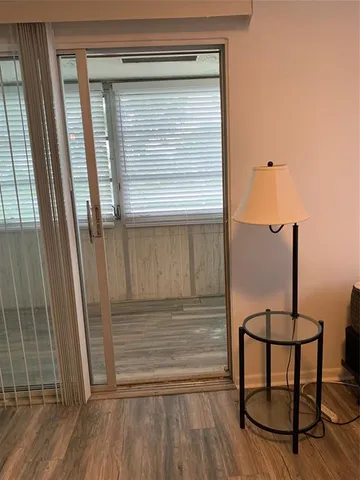 a view of a building with a garden