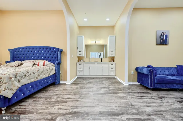 a living room with furniture and a couch