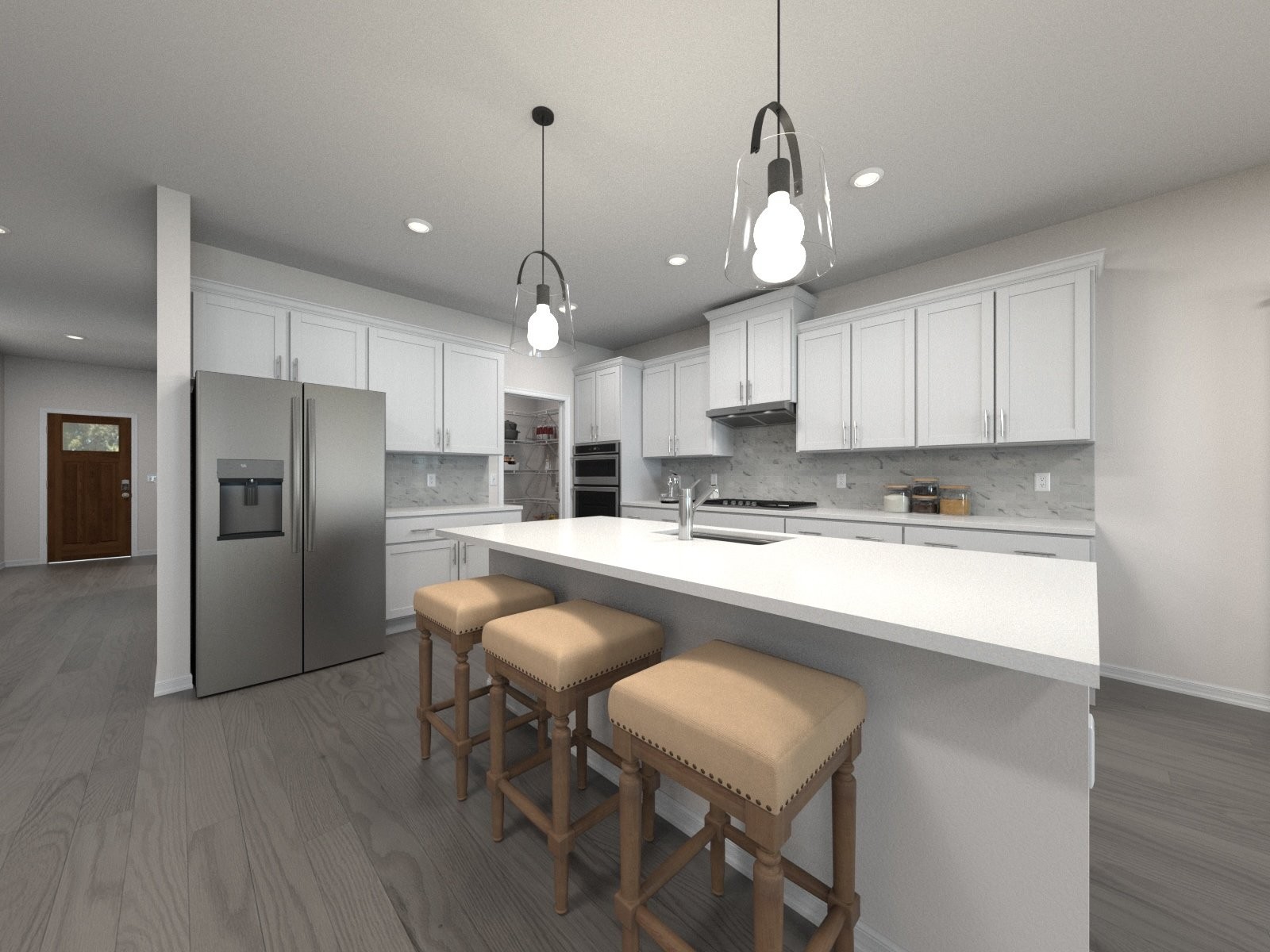 897 Lewis Way Antioch, TN 37013 - Photo 3 of 8 a kitchen with stainless steel appliances granite countertop a sink a stove a refrigerator and island with wooden floor