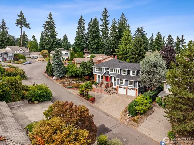 a view of a street with a houses