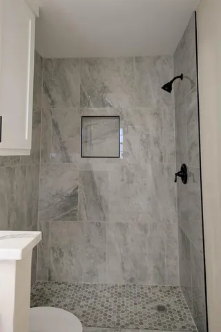 a bathroom with a shower