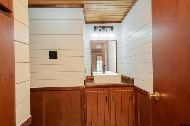 a view of wooden door