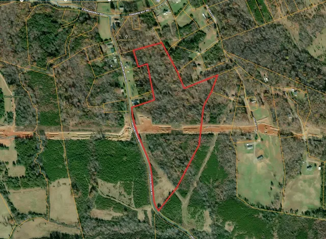 an aerial view of a yard with plants