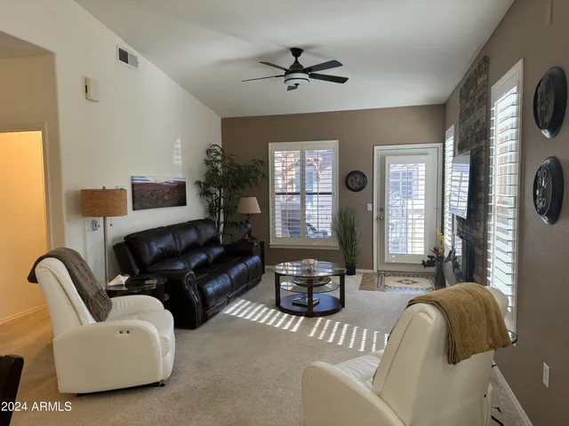 a living room with furniture