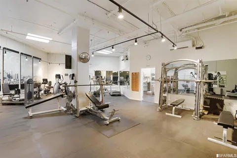 a view of a room with gym equipment