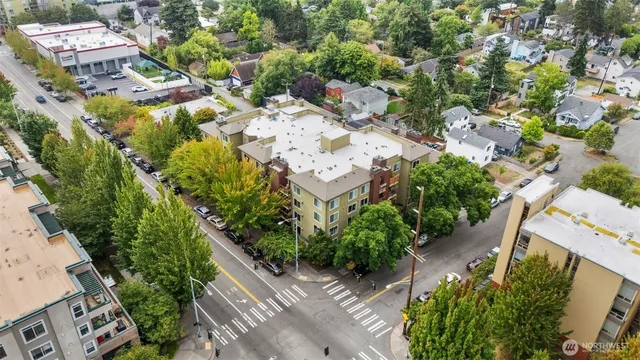 an aerial view of a city with lots of residential buildings