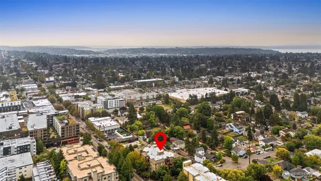 an aerial view of residential building and city view