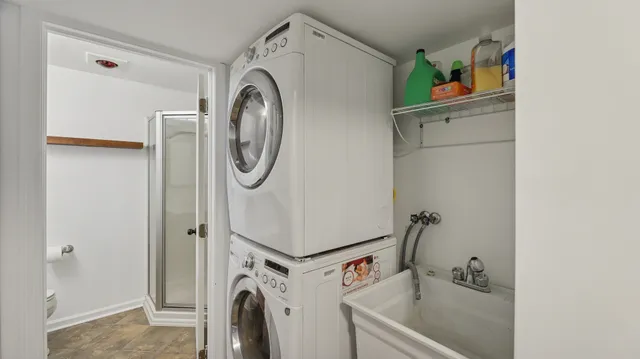 a utility room with dryer and washer