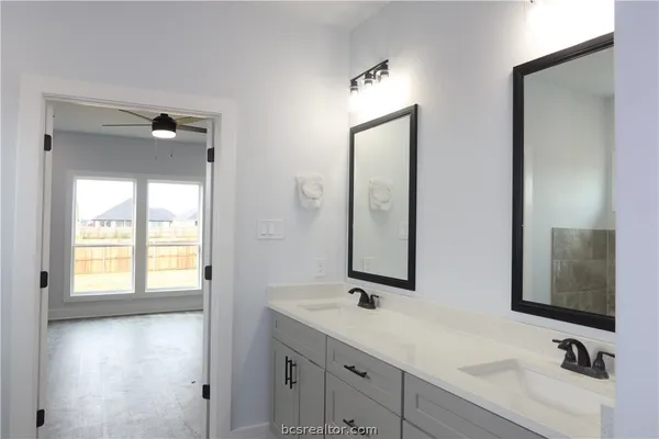 a bathroom with a bathtub