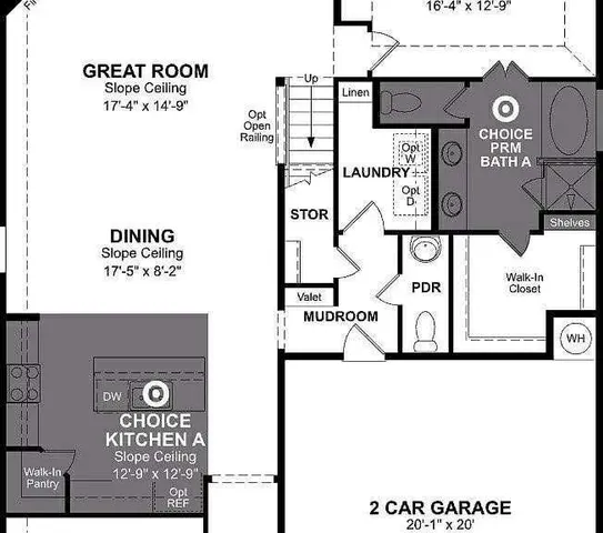 an empty room with chandelier fan and windows