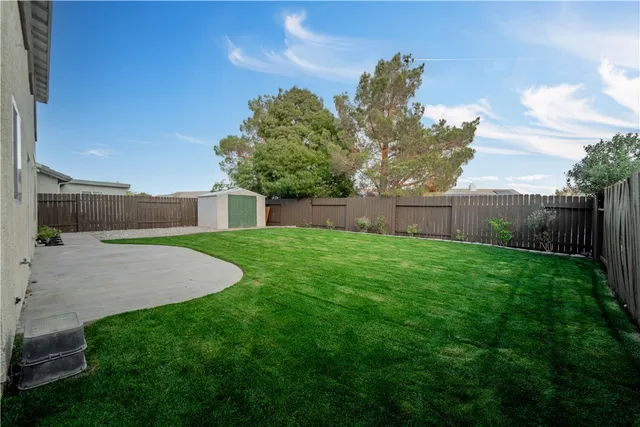 a view of yard with tree s and wooden fence