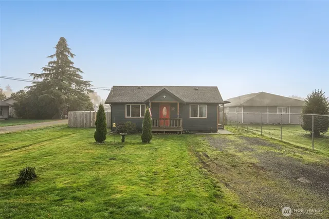 a house view with a garden space