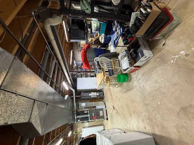 a living room with fireplace