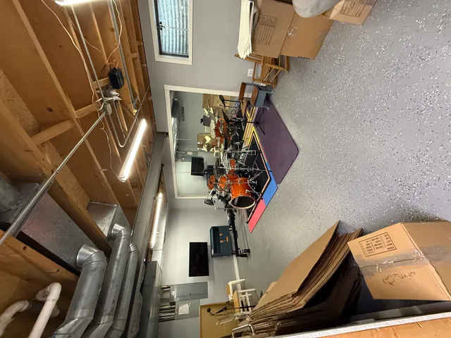 a room with gym equipment