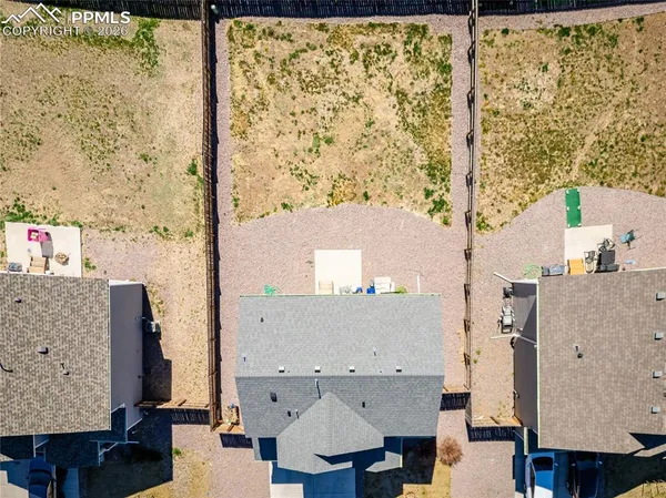 an aerial view of a house