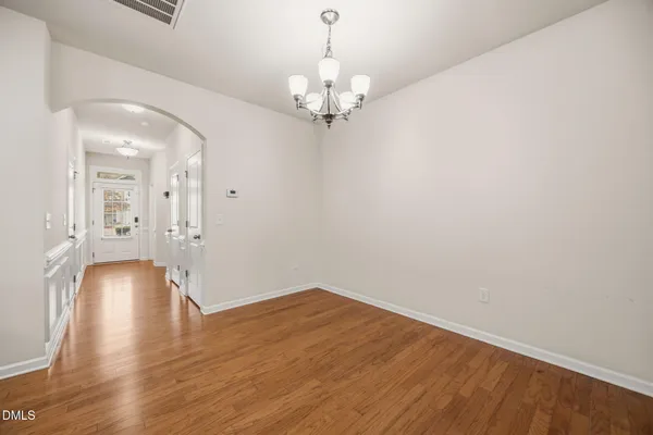 a view of a chandelier in a room