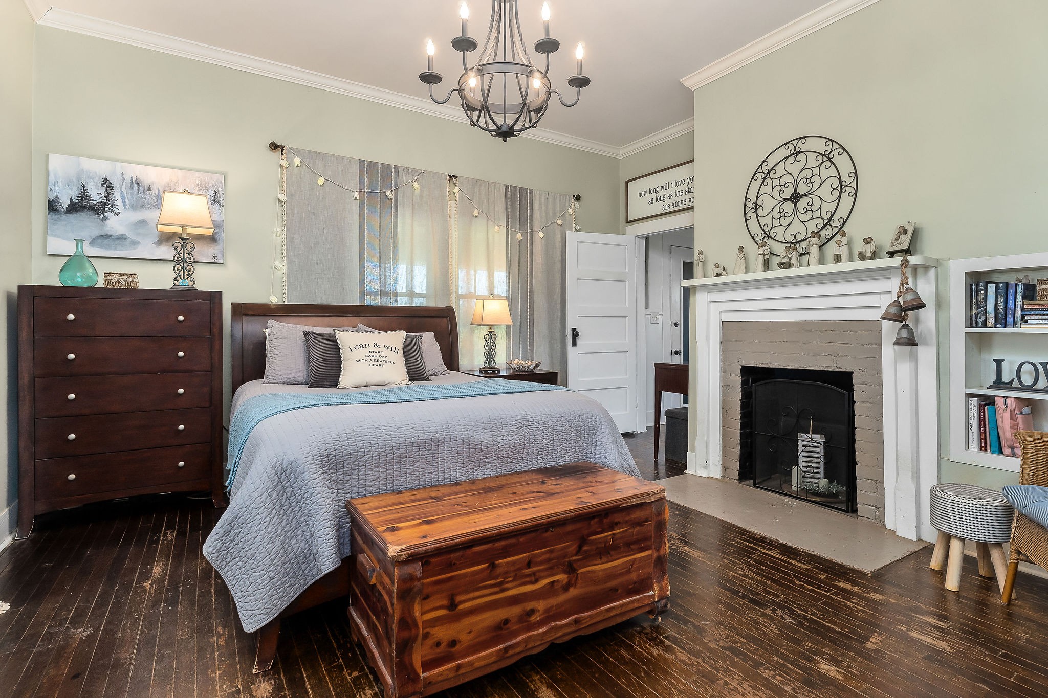 77 McAfee Lane Morrison, TN 37357 - Photo 23 of 39 a bedroom with a bed and a fireplace