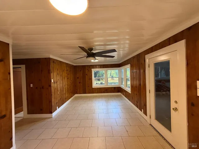 a view of a tree in the middle of a yard