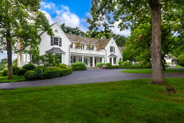 a view of a back yard with flower plants and large tree