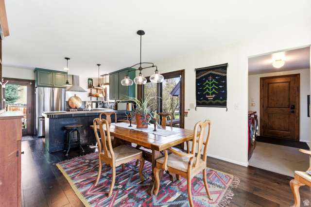 2635 Little Kate Road, Unit 21 Park City, UT 84060 - Photo 14 of 39 Dining area featuring dark wood finished floors, plenty of natural light, and washing machine and clothes dryer