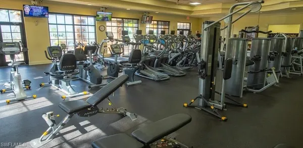 a view of a room with gym equipment