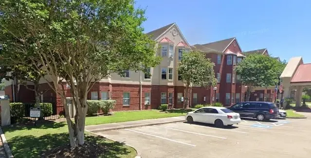 a front view of a building with street