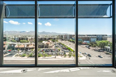a view of a street from a window