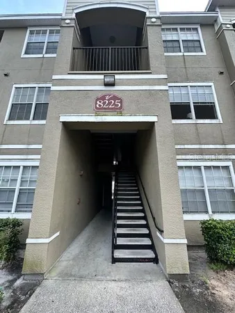 a view of a building with a window