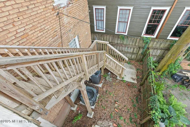 a view of a wooden deck