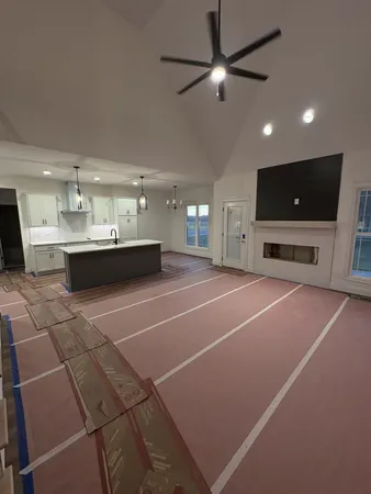 a bathroom with a bathtub and a sink