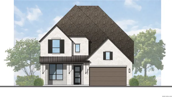a front view of a house with garage