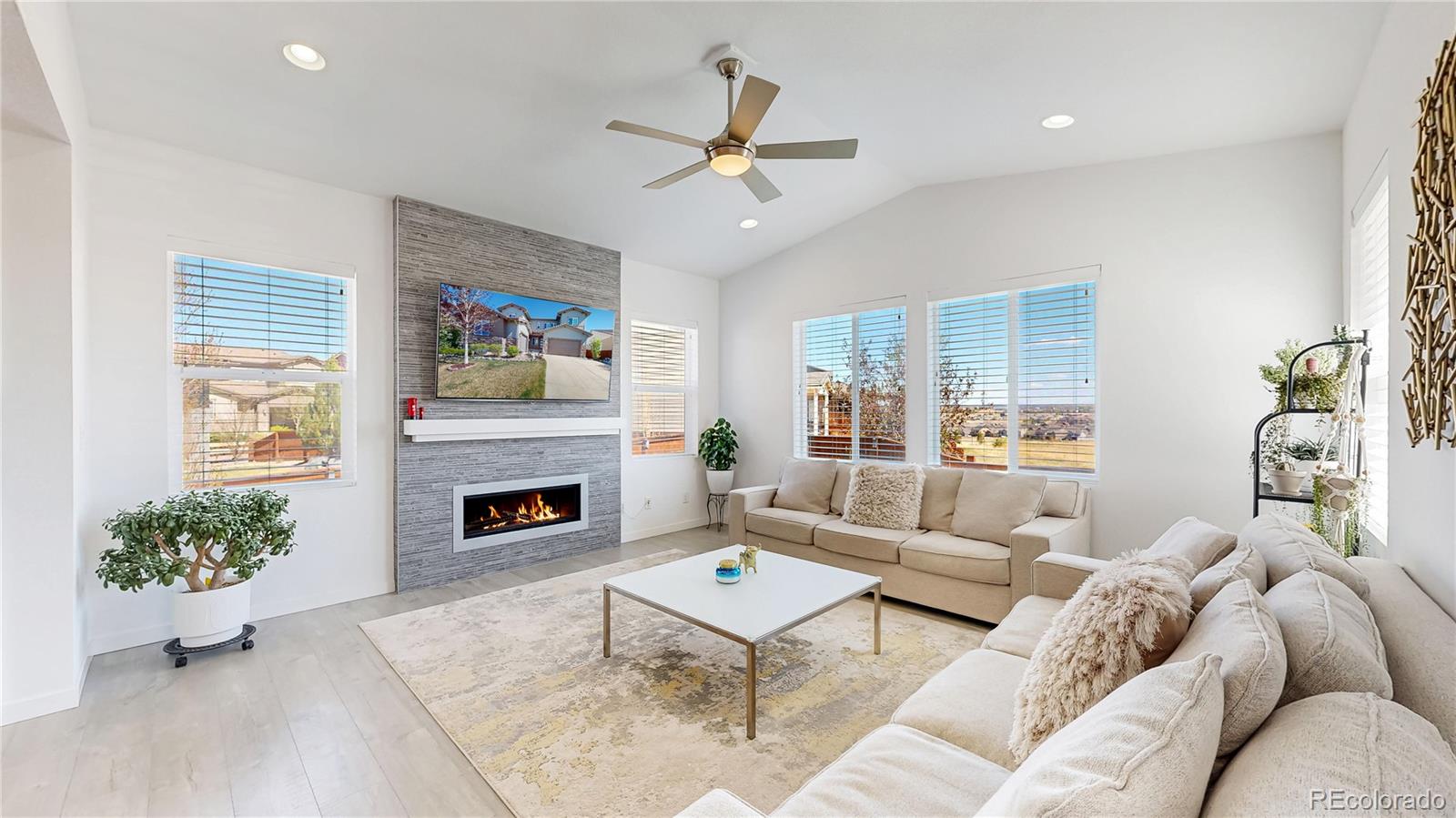 13950 Box Turtle Loop Parker, CO 80134 - Photo 5 of 48 a living room with furniture and a fireplace