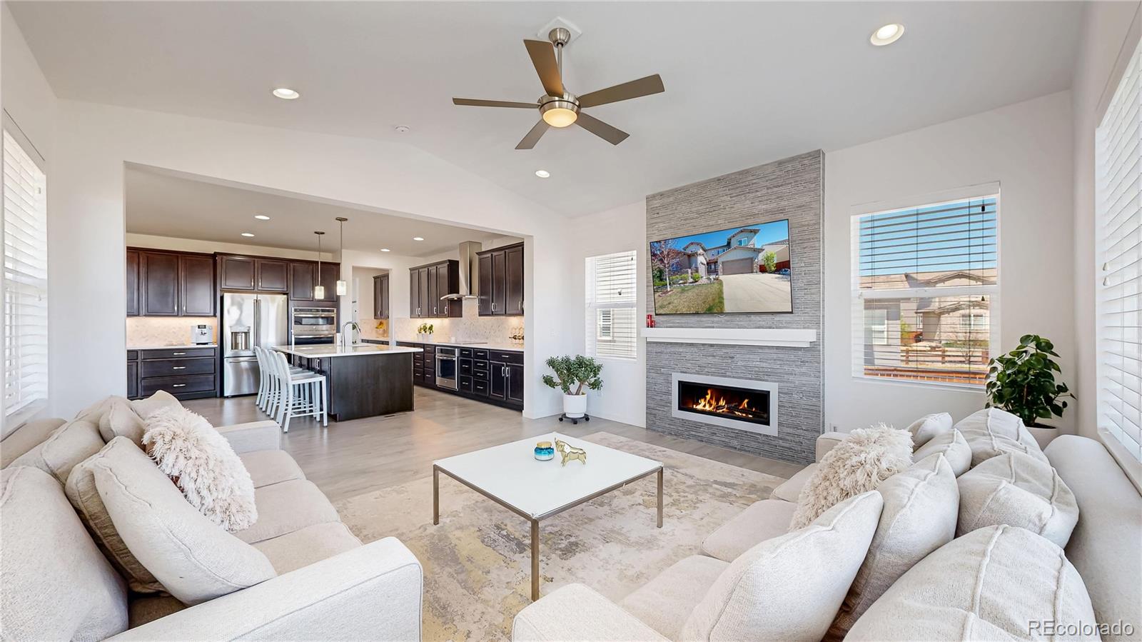 13950 Box Turtle Loop Parker, CO 80134 - Photo 6 of 48 a living room with furniture fireplace and a window