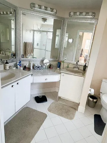 a bathroom with a sink double vanity