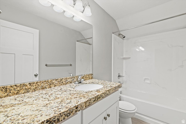 847 225 South Springville, UT 84663 - Photo 18 of 23 Full Bathroom featuring a vanity with a granite countertop, undermount sink, and chrome fixtures